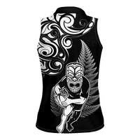 New Zealand Maori Warrior Rugby Women Sleeveless Polo Shirt Silver Fern LT03 - Polynesian Pride