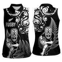 New Zealand Maori Warrior Rugby Women Sleeveless Polo Shirt Silver Fern LT03 - Polynesian Pride