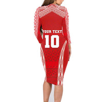 Custom Tonga Pacific Rugby 2024 Family Matching Long Sleeve Bodycon Dress and Hawaiian Shirt Ngatu Tribal Pattern LT03 - Polynesian Pride