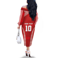 Custom Tonga Pacific Rugby 2024 Family Matching Off The Shoulder Long Sleeve Dress and Hawaiian Shirt Ngatu Tribal Pattern LT03 - Polynesian Pride