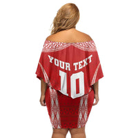 Custom Tonga Pacific Rugby 2024 Family Matching Off Shoulder Short Dress and Hawaiian Shirt Ngatu Tribal Pattern LT03 - Polynesian Pride
