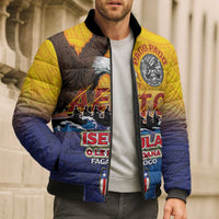 American Samoa Fautasi Bomber Puffer Jacket Bald Eage and Sailfish with Kakau Motifs - Polynesian Pride