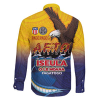 American Samoa Fautasi Family Matching Long Sleeve Bodycon Dress and Hawaiian Shirt Bald Eage and Sailfish with Kakau Motifs LT03 - Polynesian Pride