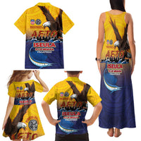 American Samoa Fautasi Family Matching Tank Maxi Dress and Hawaiian Shirt Bald Eage and Sailfish with Kakau Motifs LT03 - Polynesian Pride