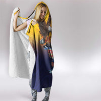 American Samoa Fautasi Hooded Blanket Bald Eage and Sailfish with Kakau Motifs - Polynesian Pride