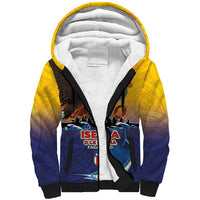 American Samoa Fautasi Sherpa Hoodie Bald Eage and Sailfish with Kakau Motifs LT03 Unisex Yellow - Polynesian Pride