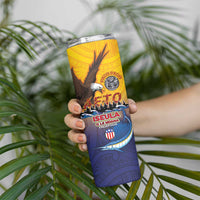 American Samoa Fautasi Skinny Tumbler Bald Eage and Sailfish with Kakau Motifs LT03 - Polynesian Pride