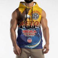 American Samoa Fautasi Sleeveless Hoodie Bald Eage and Sailfish with Kakau Motifs LT03 - Polynesian Pride