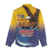 American Samoa Fautasi Women Casual Shirt Bald Eage and Sailfish with Kakau Motifs LT03 - Polynesian Pride