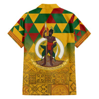 Melanesian Vanuatu Family Matching Off The Shoulder Long Sleeve Dress and Hawaiian Shirt With Tapa Tribal Pattern and Triangle Geometric Tricolor LT03 - Polynesian Pride