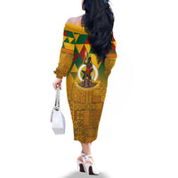 Melanesian Vanuatu Family Matching Off The Shoulder Long Sleeve Dress and Hawaiian Shirt With Tapa Tribal Pattern and Triangle Geometric Tricolor LT03 - Polynesian Pride