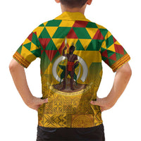 Melanesian Vanuatu Family Matching Short Sleeve Bodycon Dress and Hawaiian Shirt With Tapa Tribal Pattern and Triangle Geometric Tricolor LT03 - Polynesian Pride