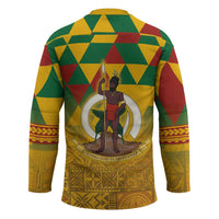 Melanesian Vanuatu Hockey Jersey With Tapa Tribal Pattern and Triangle Geometric Tricolor - Polynesian Pride