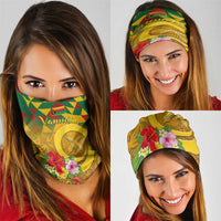 Melanesian Vanuatu Neck Gaiter With Tapa Tribal Pattern and Triangle Geometric Tricolor - Polynesian Pride