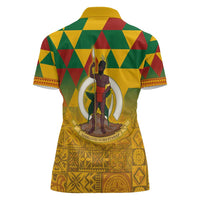 Melanesian Vanuatu Women Polo Shirt With Tapa Tribal Pattern and Triangle Geometric Tricolor - Polynesian Pride