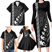New Zealand Rugby Family Matching Long Sleeve Bodycon Dress and Hawaiian Shirt Haka Dance Tribal God Mask Maori Pattern LT03 - Polynesian Pride
