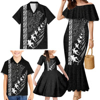 New Zealand Rugby Family Matching Mermaid Dress and Hawaiian Shirt Haka Dance Tribal God Mask Maori Pattern LT03 - Polynesian Pride