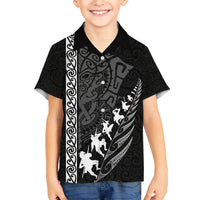 New Zealand Rugby Kid Hawaiian Shirt Haka Dance Tribal God Mask Maori Pattern LT03 Kid Black - Polynesian Pride