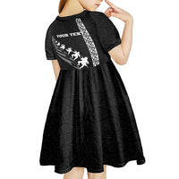 Custom New Zealand Rugby Kid Short Sleeve Dress Haka Dance Tribal God Mask Maori Pattern LT03 - Polynesian Pride