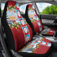 Merry Christmas Car Seat Cover Funny Santa Claus Cards Photo and Polynesian Pattern Red Color LT03 - Polynesian Pride