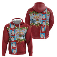 Merry Christmas Hoodie Funny Santa Claus Cards Photo and Polynesian Pattern Red Color LT03 - Polynesian Pride