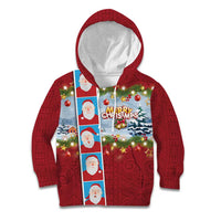 Merry Christmas Kid Hoodie Funny Santa Claus Cards Photo and Polynesian Pattern Red Color LT03 Hoodie Red - Polynesian Pride