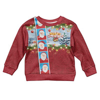 Merry Christmas Kid Ugly Christmas Sweater Funny Santa Claus Cards Photo and Polynesian Pattern Red Color LT03 Kid Red - Polynesian Pride
