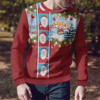Merry Christmas Ugly Christmas Sweater Funny Santa Claus Cards Photo and Polynesian Pattern Red Color LT03 - Polynesian Pride