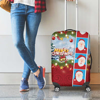 Merry Christmas Luggage Cover Funny Santa Claus Cards Photo and Polynesian Pattern Red Color LT03 - Polynesian Pride