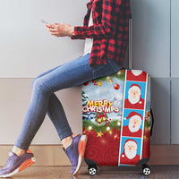 Merry Christmas Luggage Cover Funny Santa Claus Cards Photo and Polynesian Pattern Red Color LT03 - Polynesian Pride