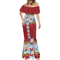 Merry Christmas Mermaid Dress Funny Santa Claus Cards Photo and Polynesian Pattern Red Color LT03 - Polynesian Pride
