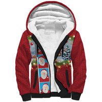 Merry Christmas Sherpa Hoodie Funny Santa Claus Cards Photo and Polynesian Pattern Red Color LT03 Unisex Red - Polynesian Pride