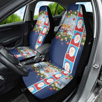 Merry Christmas Car Seat Cover Funny Santa Claus Cards Photo and Polynesian Pattern Blue Color LT03 - Polynesian Pride