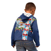 Merry Christmas Kid Hoodie Funny Santa Claus Cards Photo and Polynesian Pattern Blue Color LT03 - Polynesian Pride