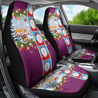 Merry Christmas Car Seat Cover Funny Santa Claus Cards Photo and Polynesian Pattern Pink Color LT03 - Polynesian Pride