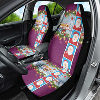 Merry Christmas Car Seat Cover Funny Santa Claus Cards Photo and Polynesian Pattern Pink Color LT03 - Polynesian Pride