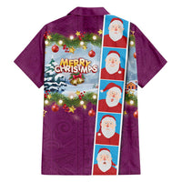 Merry Christmas Family Matching Off Shoulder Maxi Dress and Hawaiian Shirt Funny Santa Claus Cards Photo and Polynesian Pattern Pink Color LT03 - Polynesian Pride