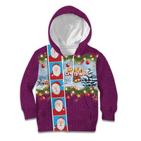 Merry Christmas Kid Hoodie Funny Santa Claus Cards Photo and Polynesian Pattern Pink Color LT03 Hoodie Pink - Polynesian Pride