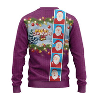Merry Christmas Ugly Christmas Sweater Funny Santa Claus Cards Photo and Polynesian Pattern Pink Color LT03 - Polynesian Pride