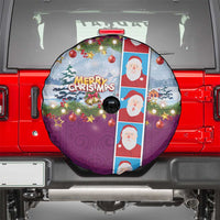 Merry Christmas Spare Tire Cover Funny Santa Claus Cards Photo and Polynesian Pattern Pink Color LT03 - Polynesian Pride