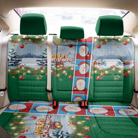 Merry Christmas Back Car Seat Cover Funny Santa Claus Cards Photo and Polynesian Pattern Green Color LT03 - Polynesian Pride