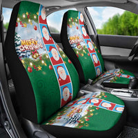 Merry Christmas Car Seat Cover Funny Santa Claus Cards Photo and Polynesian Pattern Green Color LT03 - Polynesian Pride