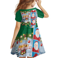 Merry Christmas Family Matching Short Sleeve Bodycon Dress and Hawaiian Shirt Funny Santa Claus Cards Photo and Polynesian Pattern Green Color LT03 - Polynesian Pride