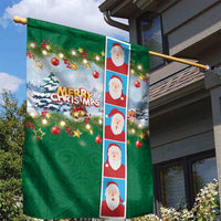 Merry Christmas Garden Flag Funny Santa Claus Cards Photo and Polynesian Pattern Green Color LT03 - Polynesian Pride
