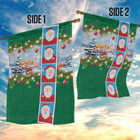 Merry Christmas Garden Flag Funny Santa Claus Cards Photo and Polynesian Pattern Green Color LT03 - Polynesian Pride