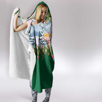 Merry Christmas Hooded Blanket Funny Santa Claus Cards Photo and Polynesian Pattern Green Color LT03 - Polynesian Pride