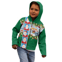 Merry Christmas Kid Hoodie Funny Santa Claus Cards Photo and Polynesian Pattern Green Color LT03 - Polynesian Pride
