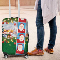 Merry Christmas Luggage Cover Funny Santa Claus Cards Photo and Polynesian Pattern Green Color LT03 Green - Polynesian Pride
