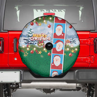 Merry Christmas Spare Tire Cover Funny Santa Claus Cards Photo and Polynesian Pattern Green Color LT03 - Polynesian Pride