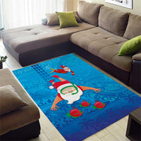 Hawaiian Santa Claus Snorkeling Area Rug Kakau and Polynesian Pattern
